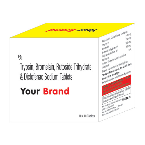 Trypsin+ Bromelain+ Rutoside Trihydrate+ Diclofenac Sodium Tablets