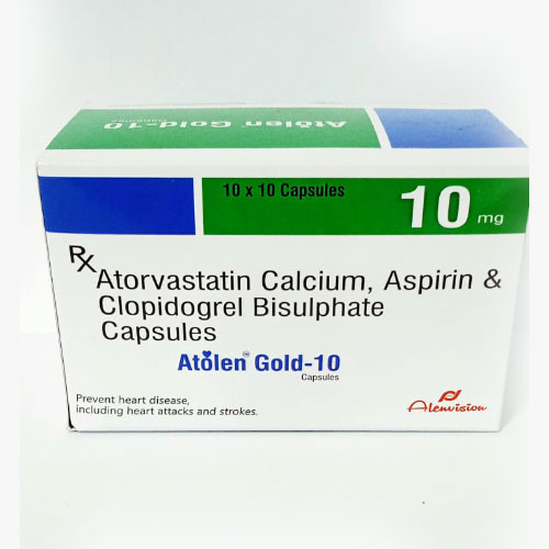 Atorvastatin calcium 10mg + Aspirin 75mg + Clopidogrel 75mg Capsules 